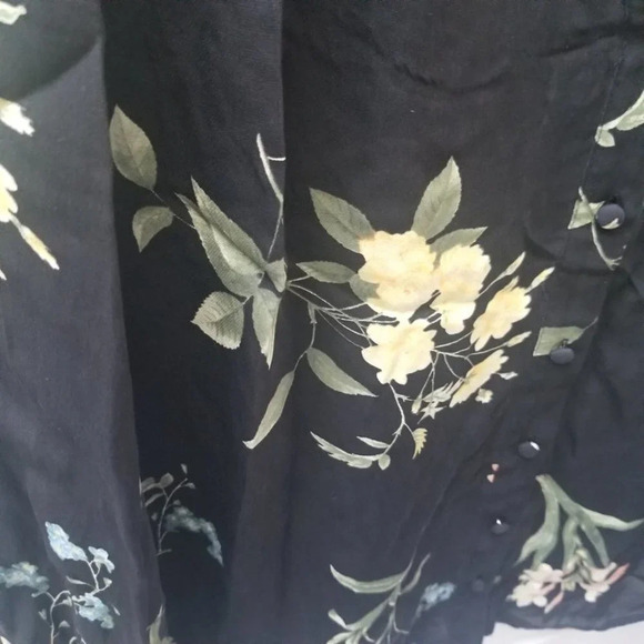 Joie  Navy Blue Floral V-neck Button Up Silk Blouse L - Picture 5 of 8